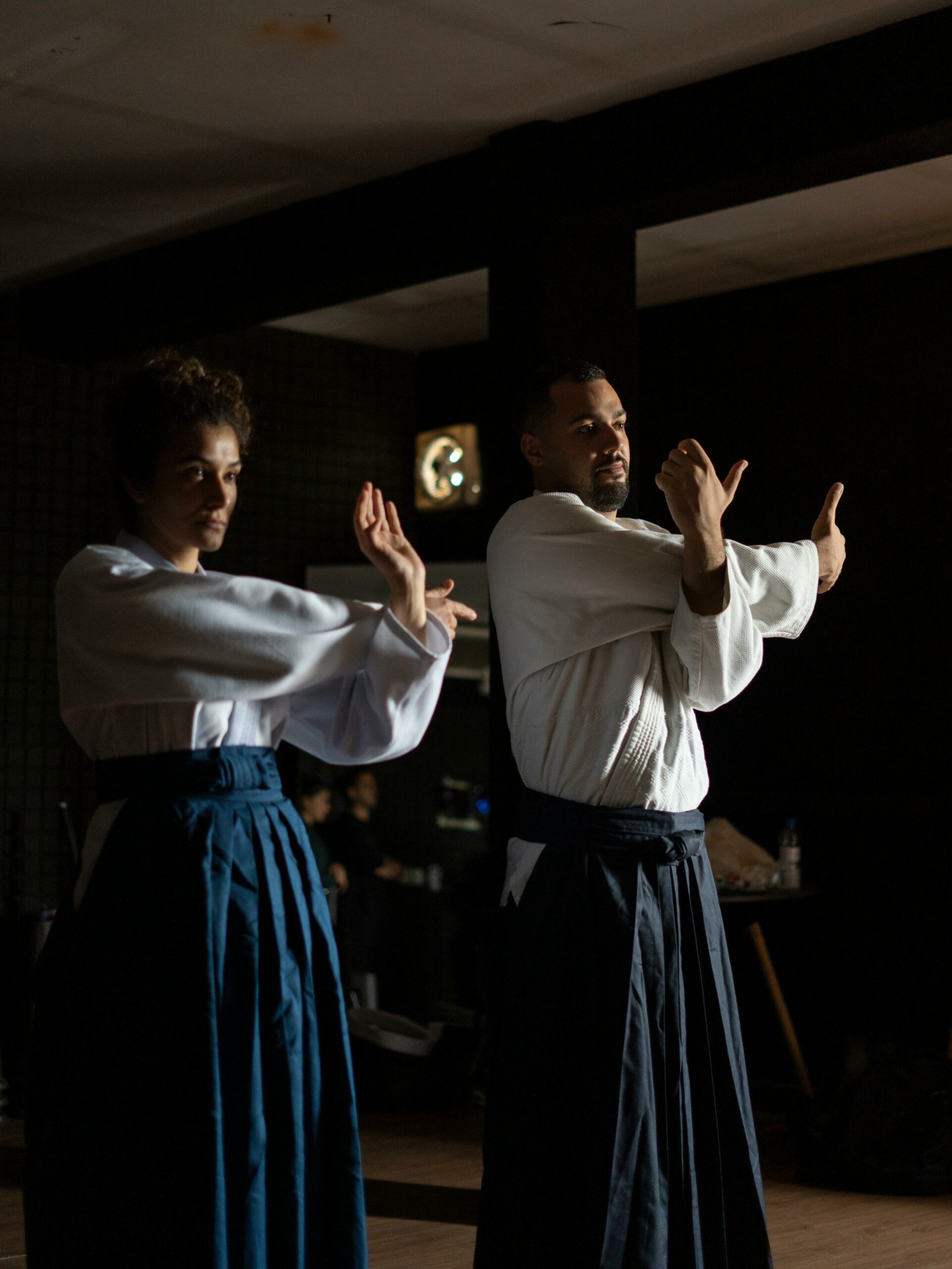 martial artists practicing